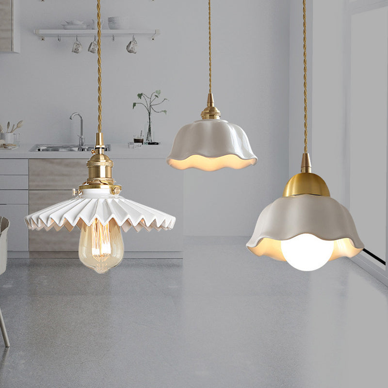 Scandinavian Pleated Half Circle Pendant Light