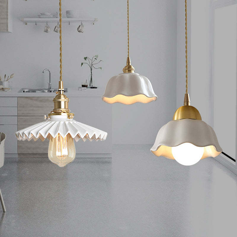 Scandinavian Pleated Half Circle Pendant Light