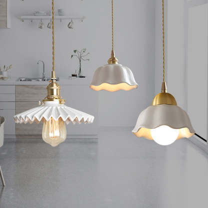 Scandinavian Pleated Half Circle Pendant Light