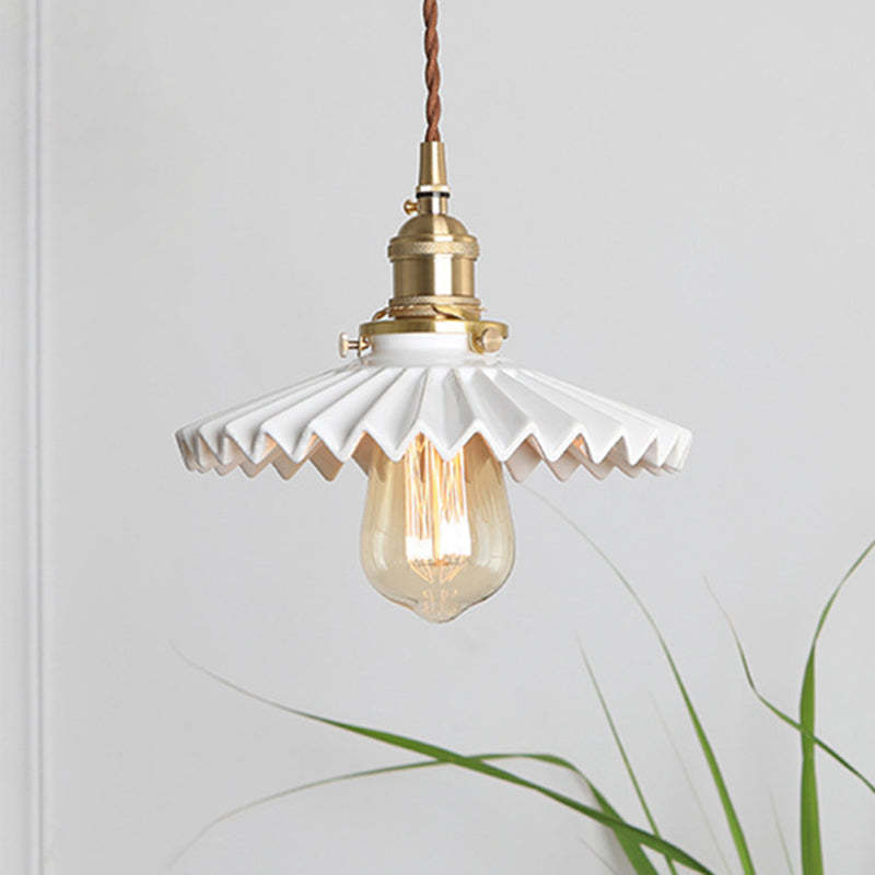 Scandinavian Pleated Half Circle Pendant Light