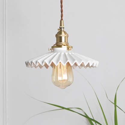 Scandinavian Pleated Half Circle Pendant Light