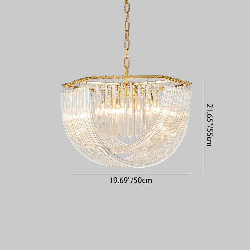 Modern Luxe Round Semicircle Metal Glass Chandelier