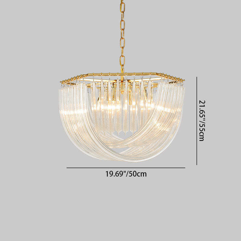 Modern Luxe Round Semicircle Metal Glass Chandelier