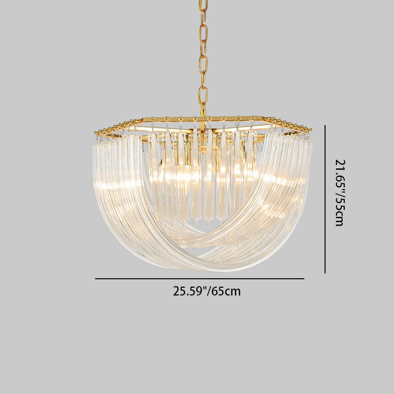 Modern Luxe Round Semicircle Metal Glass Chandelier
