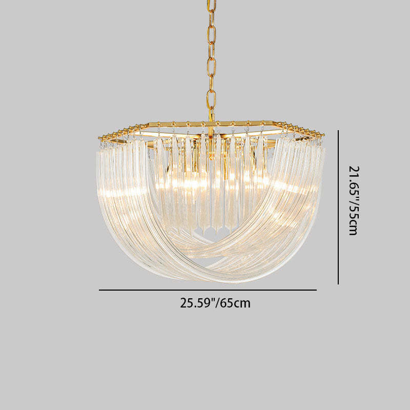 Modern Luxe Round Semicircle Metal Glass Chandelier