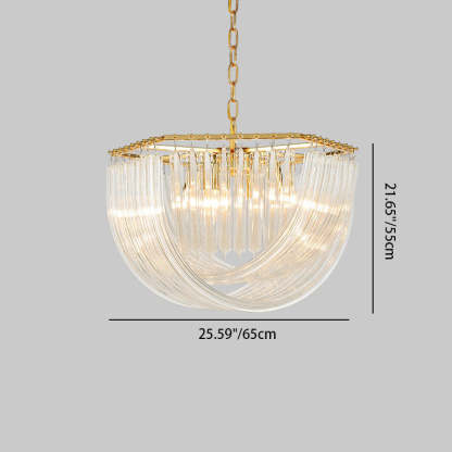 Modern Luxe Round Semicircle Metal Glass Chandelier