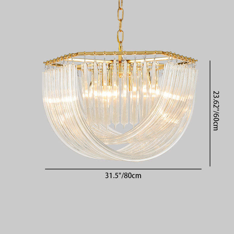 Modern Luxe Round Semicircle Metal Glass Chandelier
