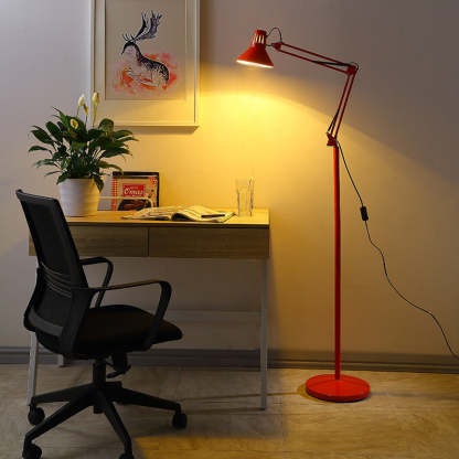 Scandinavian Retractable Swivel Iron Floor Lamp — White / 110V-120V For US/CA
