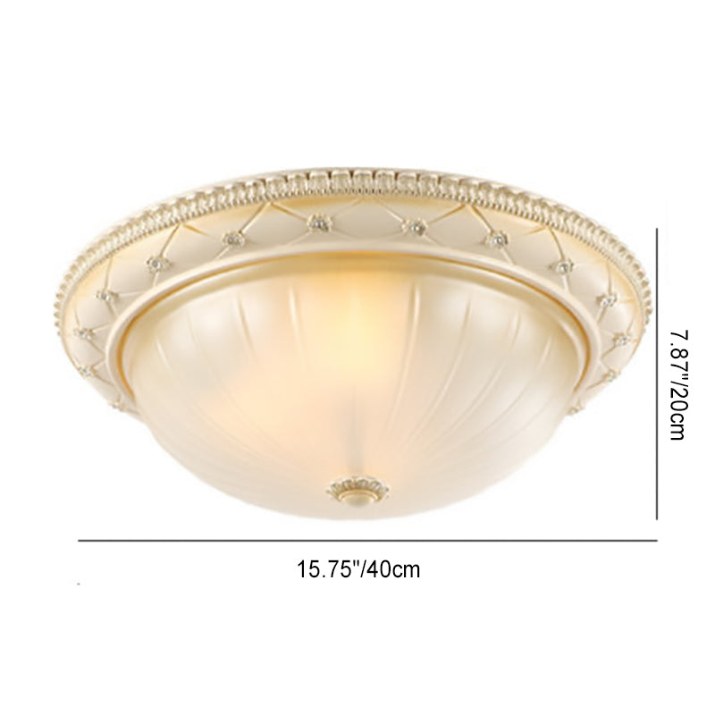 French Round Dome Resin Glass 2/3-Light Flush Mount
