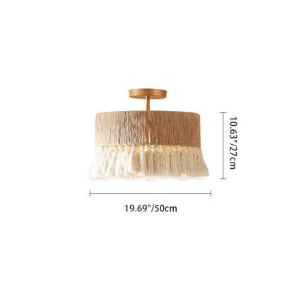 Contemporary Boho Hemp Cotton Tassel Ceiling Light