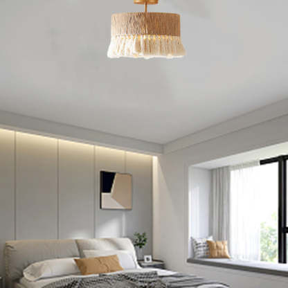 Contemporary Boho Hemp Cotton Tassel Ceiling Light