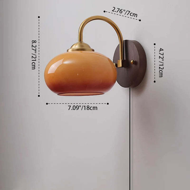 Mid-Century Cream Oval Ash Wood Glass Sconce