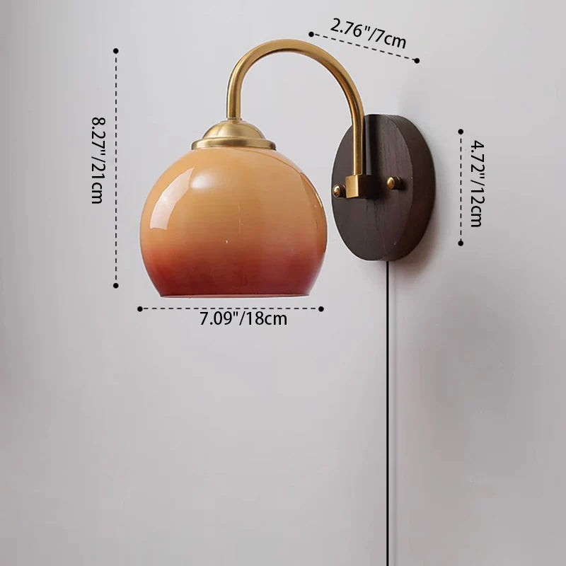 Mid-Century Cream Oval Ash Wood Glass Sconce