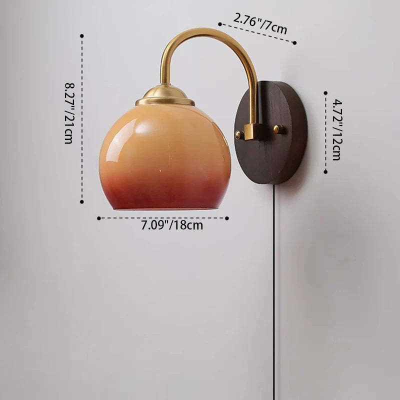 Mid-Century Cream Oval Ash Wood Glass Sconce