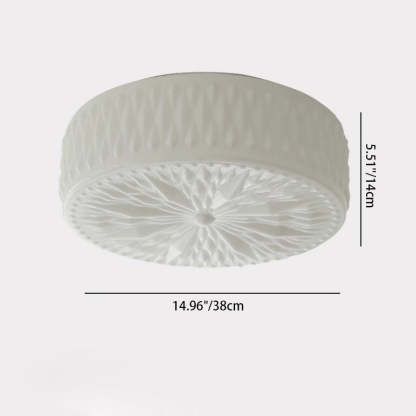 Mid-Century Cream Cylinder Dome Iron Glass LED Flush Light