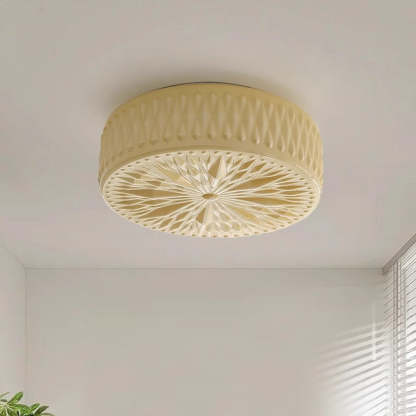 Mid-Century Cream Cylinder Dome Iron Glass LED Flush Light