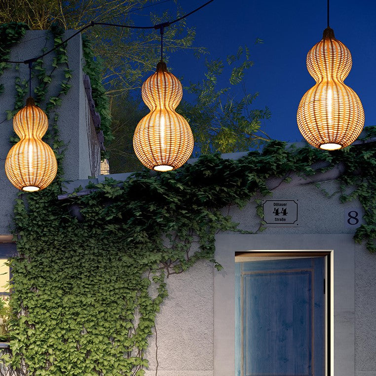 Waterproof Gourd Peanut Rattan Stainless Steel Pendant Light