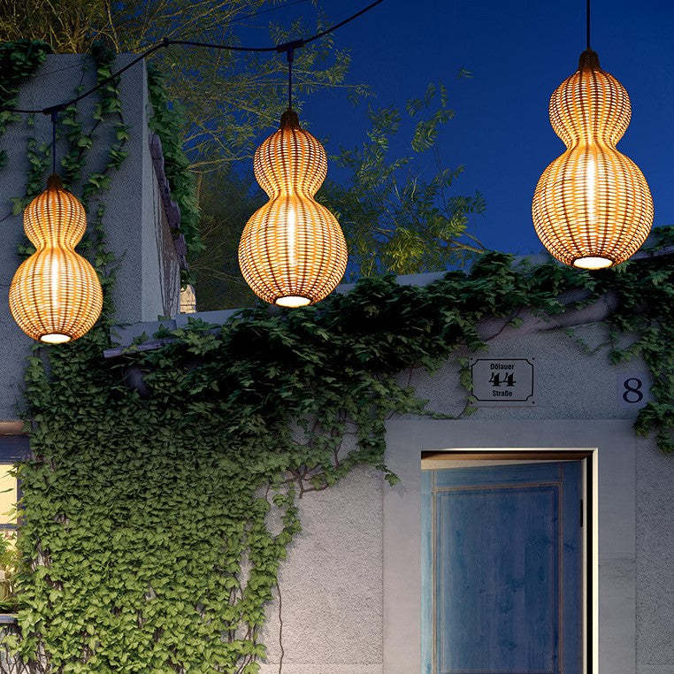 Waterproof Gourd Peanut Rattan Stainless Steel Pendant Light