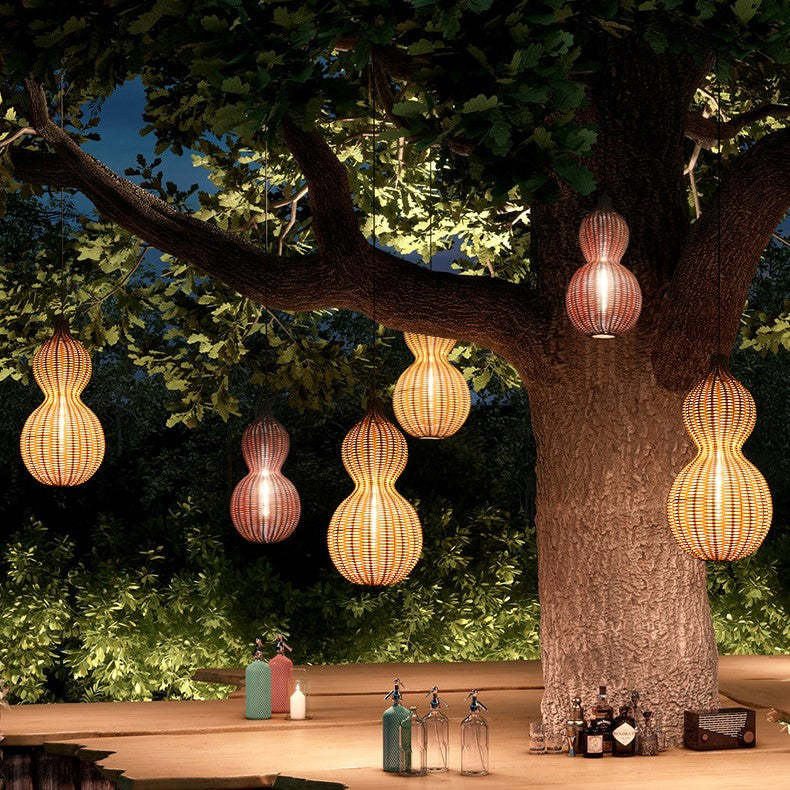 Waterproof Gourd Peanut Rattan Stainless Steel Pendant Light