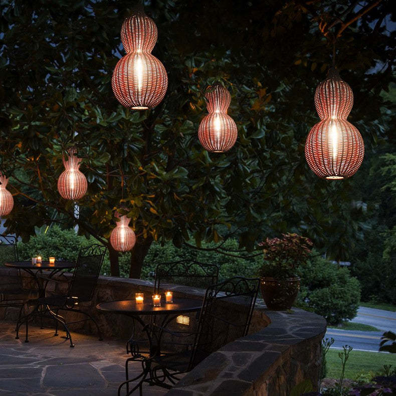 Waterproof Gourd Peanut Rattan Stainless Steel Pendant Light