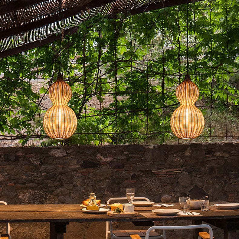 Waterproof Gourd Peanut Rattan Stainless Steel Pendant Light