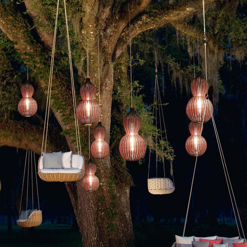 Waterproof Gourd Peanut Rattan Stainless Steel Pendant Light
