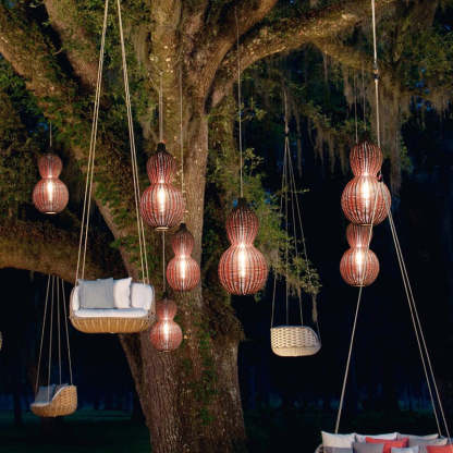 Waterproof Gourd Peanut Rattan Stainless Steel Pendant Light