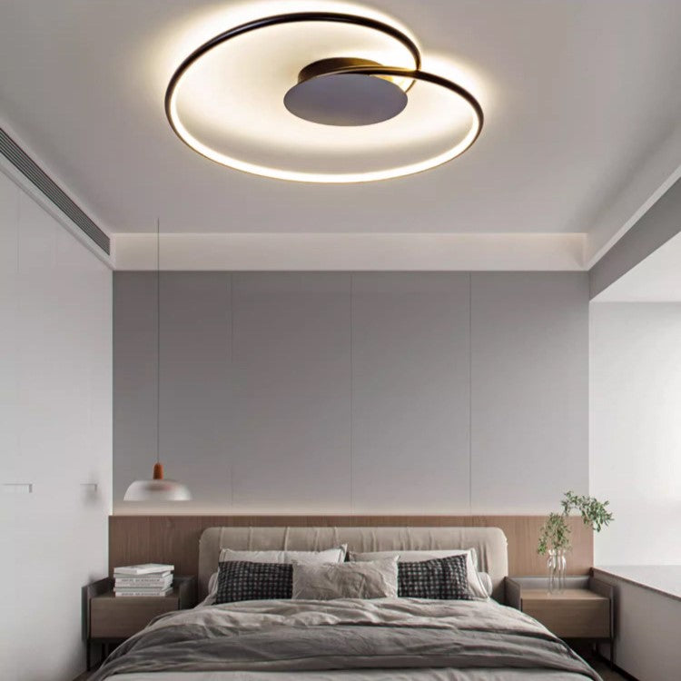 Creative heart silicone black semi-flush mount light — 2" H x 20" Dia / Cool White (6000K) / White