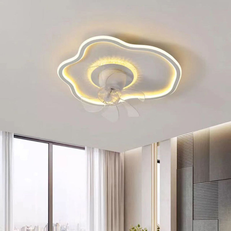 Contemporary Cloud Iron LED Flush Mount Fan Light