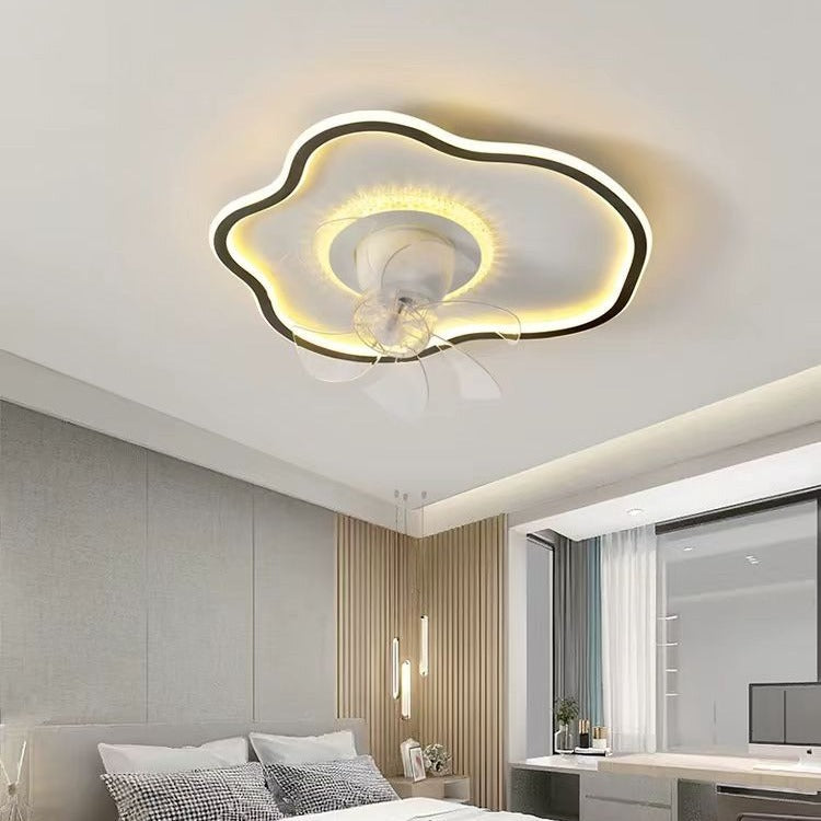 Contemporary Cloud Iron LED Flush Mount Fan Light