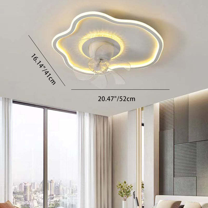 Contemporary Cloud Iron LED Flush Mount Fan Light