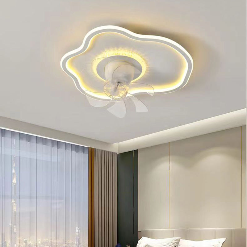 Contemporary Cloud Iron LED Flush Mount Fan Light