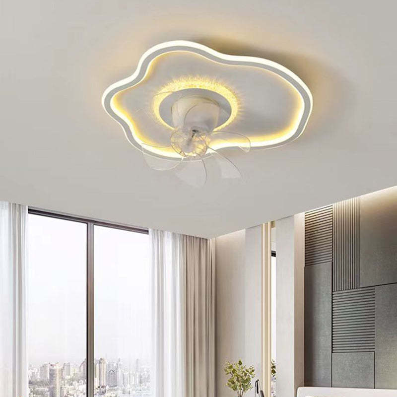 Contemporary Cloud Iron LED Flush Mount Fan Light
