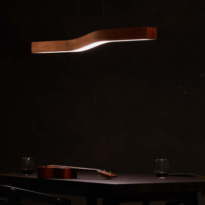 Minimalist Rectangular Wood Grain Iron LED Chandelier