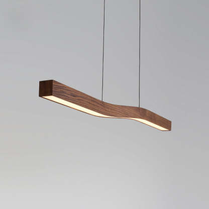 Minimalist Rectangular Wood Grain Iron LED Chandelier