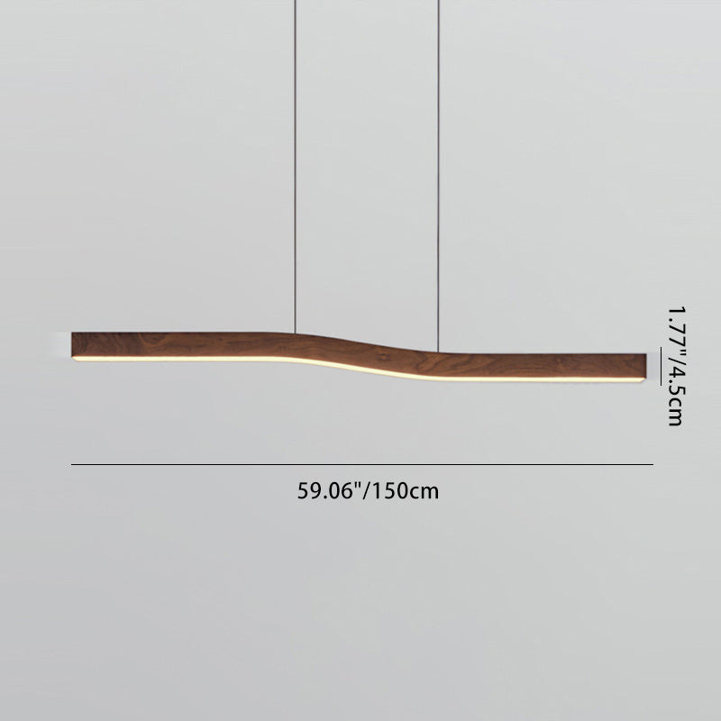 Minimalist Rectangular Wood Grain Iron LED Chandelier