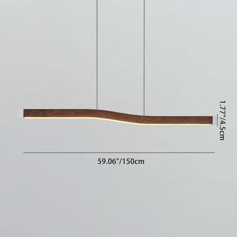 Minimalist Rectangular Wood Grain Iron LED Chandelier