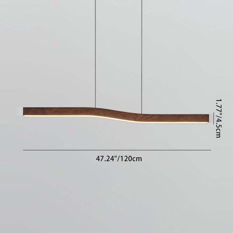 Minimalist Rectangular Wood Grain Iron LED Chandelier