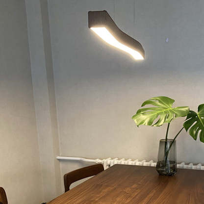 Minimalist Rectangular Wood Grain Iron LED Chandelier