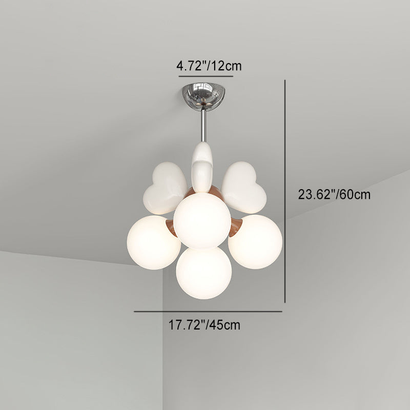 Scandinavian Cream Love Heart Kids Orb Resin Chandelier