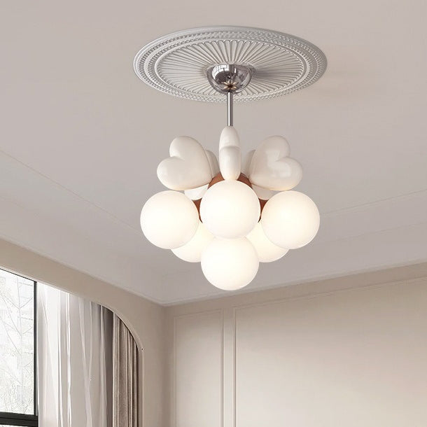 Scandinavian Cream Love Heart Kids Orb Resin Chandelier