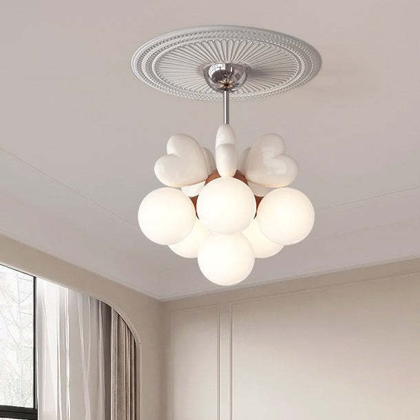 Scandinavian Cream Love Heart Kids Orb Resin Chandelier