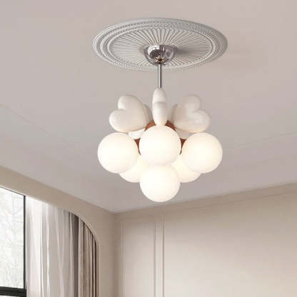 Scandinavian Cream Love Heart Kids Orb Resin Chandelier