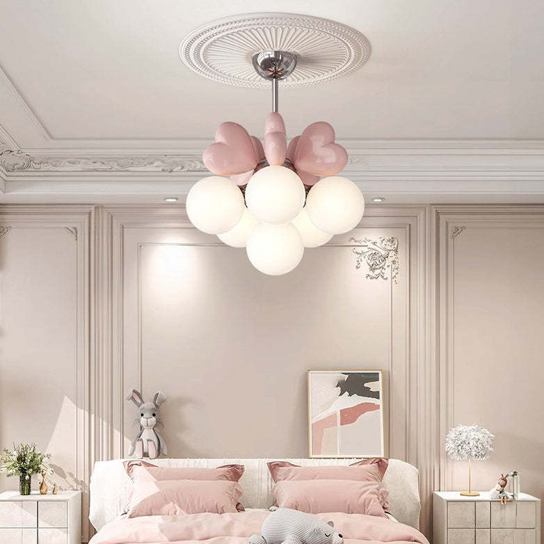 Scandinavian Cream Love Heart Kids Orb Resin Chandelier