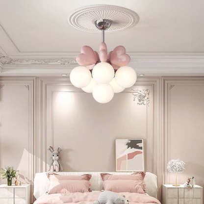 Scandinavian Cream Love Heart Kids Orb Resin Chandelier