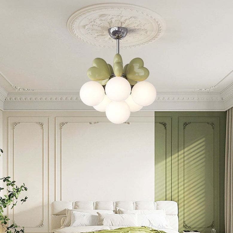 Scandinavian Cream Love Heart Kids Orb Resin Chandelier