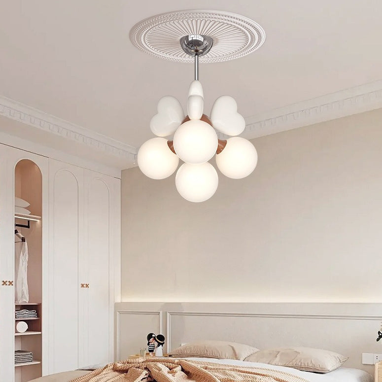 Scandinavian Cream Love Heart Kids Orb Resin Chandelier