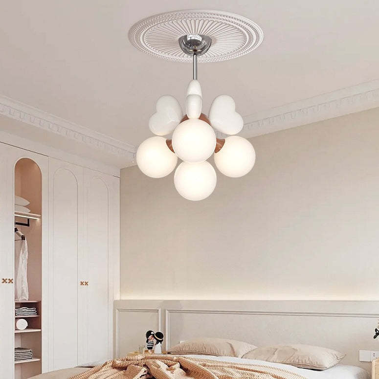 Scandinavian Cream Love Heart Kids Orb Resin Chandelier