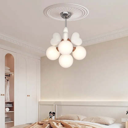 Scandinavian Cream Love Heart Kids Orb Resin Chandelier