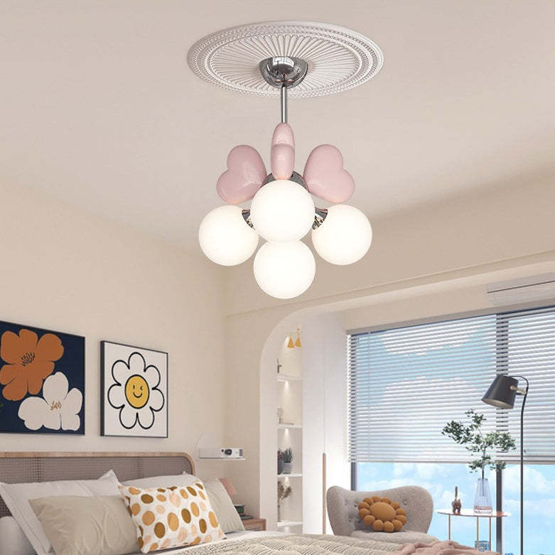 Scandinavian Cream Love Heart Kids Orb Resin Chandelier